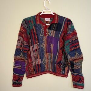 VTG COOGI Authentic cotton 3D Cosby sweater large 90’s collar & buttons hip hop